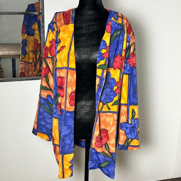 Vintage vest D'Allaird L made in Canada, floral checker - Picture 2 of 7